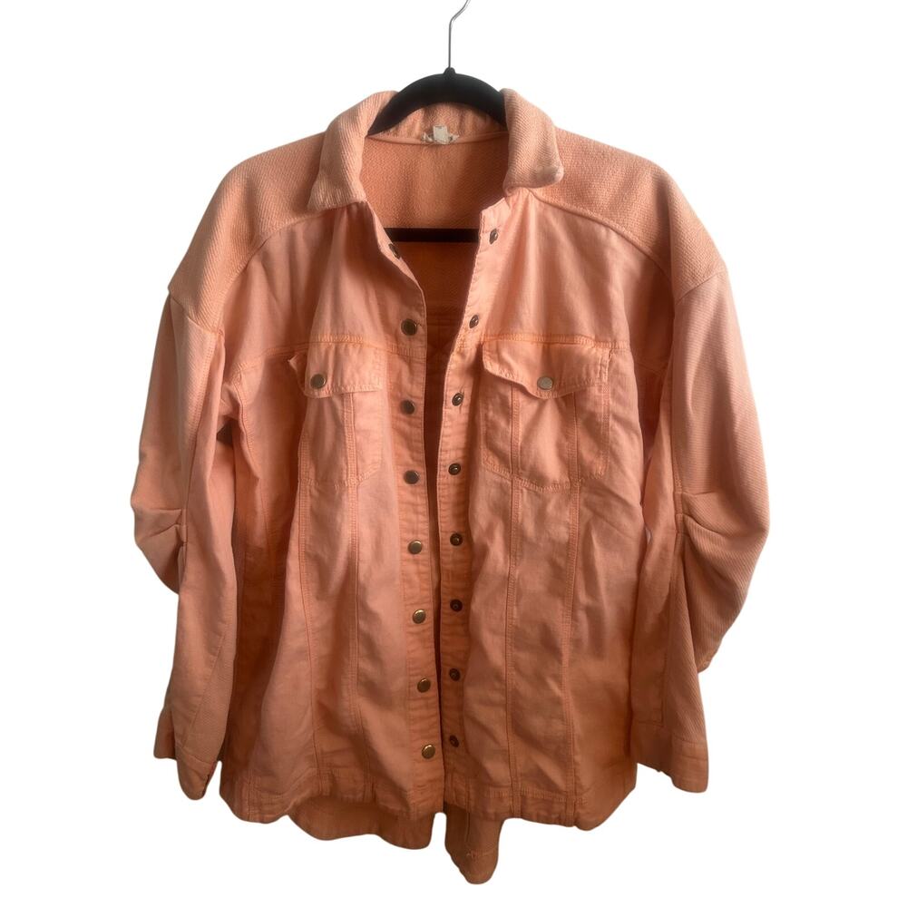 Pilcro Anthropologie Womens M Peach Cotton Oversized Shacket Jacket